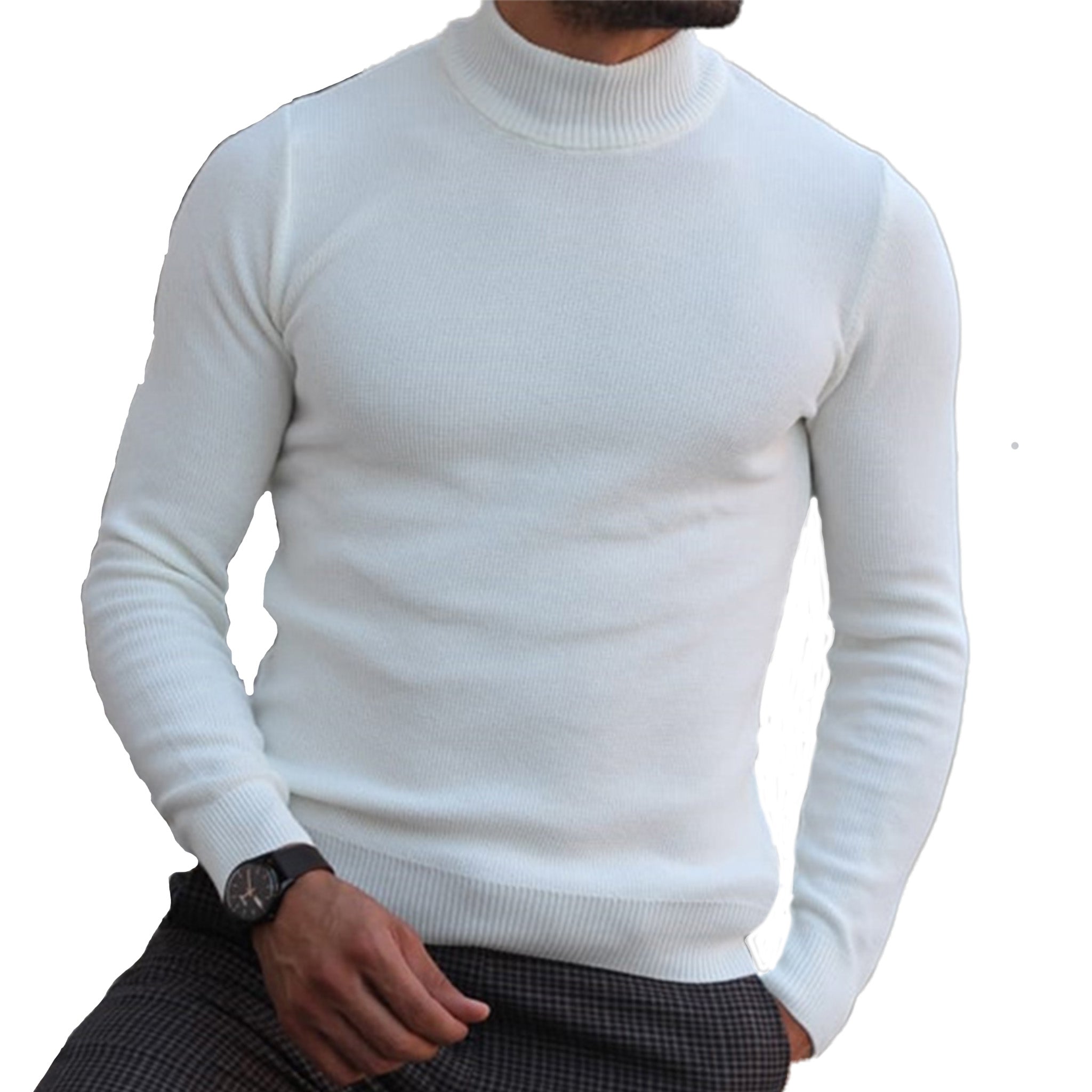 LONGBIDA Turtleneck T-Shirt Men Slim Fit Lightweight Long Sleeve Pullover  Top