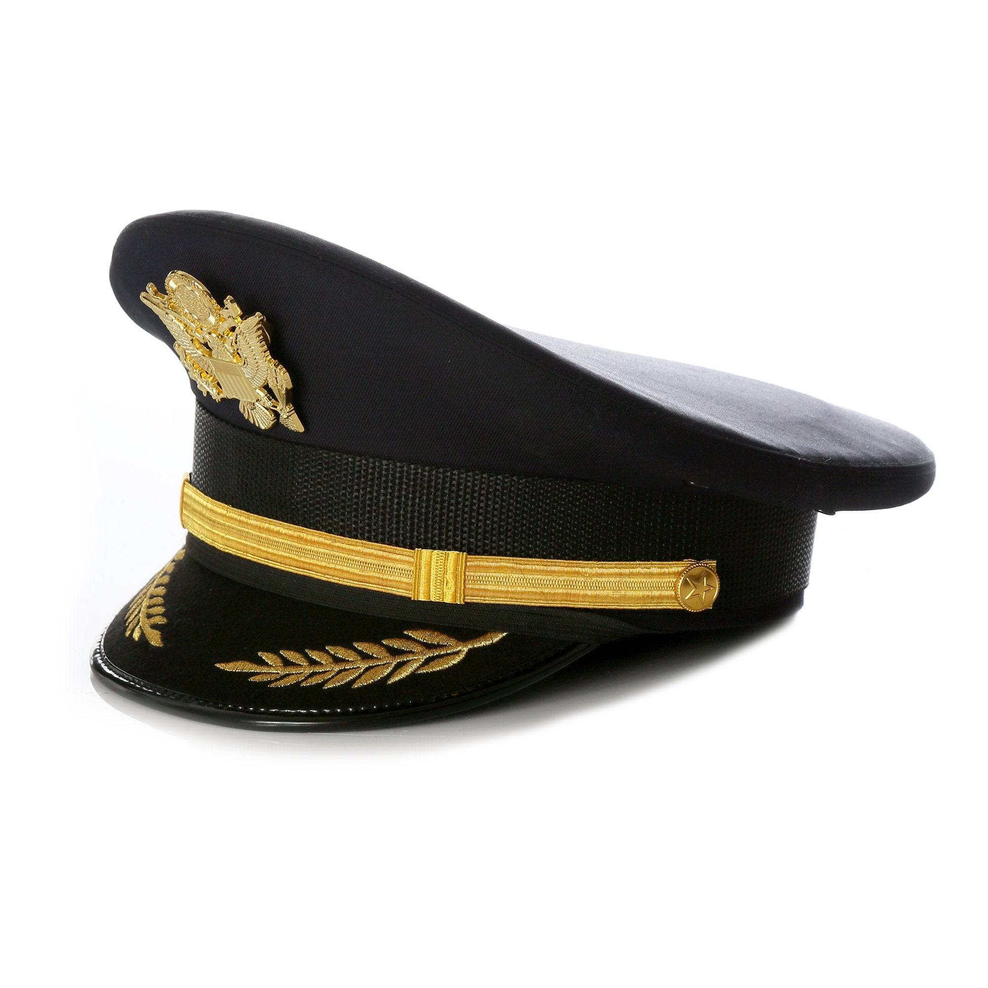 Nautical Boat Captain Hat, Black/White, One Size, Wearable Costume  Accessory for Halloween