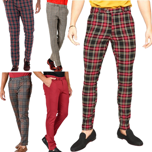 Slim Plaid and Patterned Pants