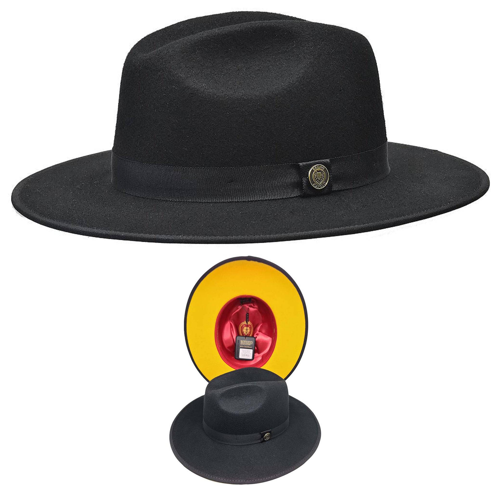 Wide Brim Wool Color Bottom Hat - The Monarch Black/Gold