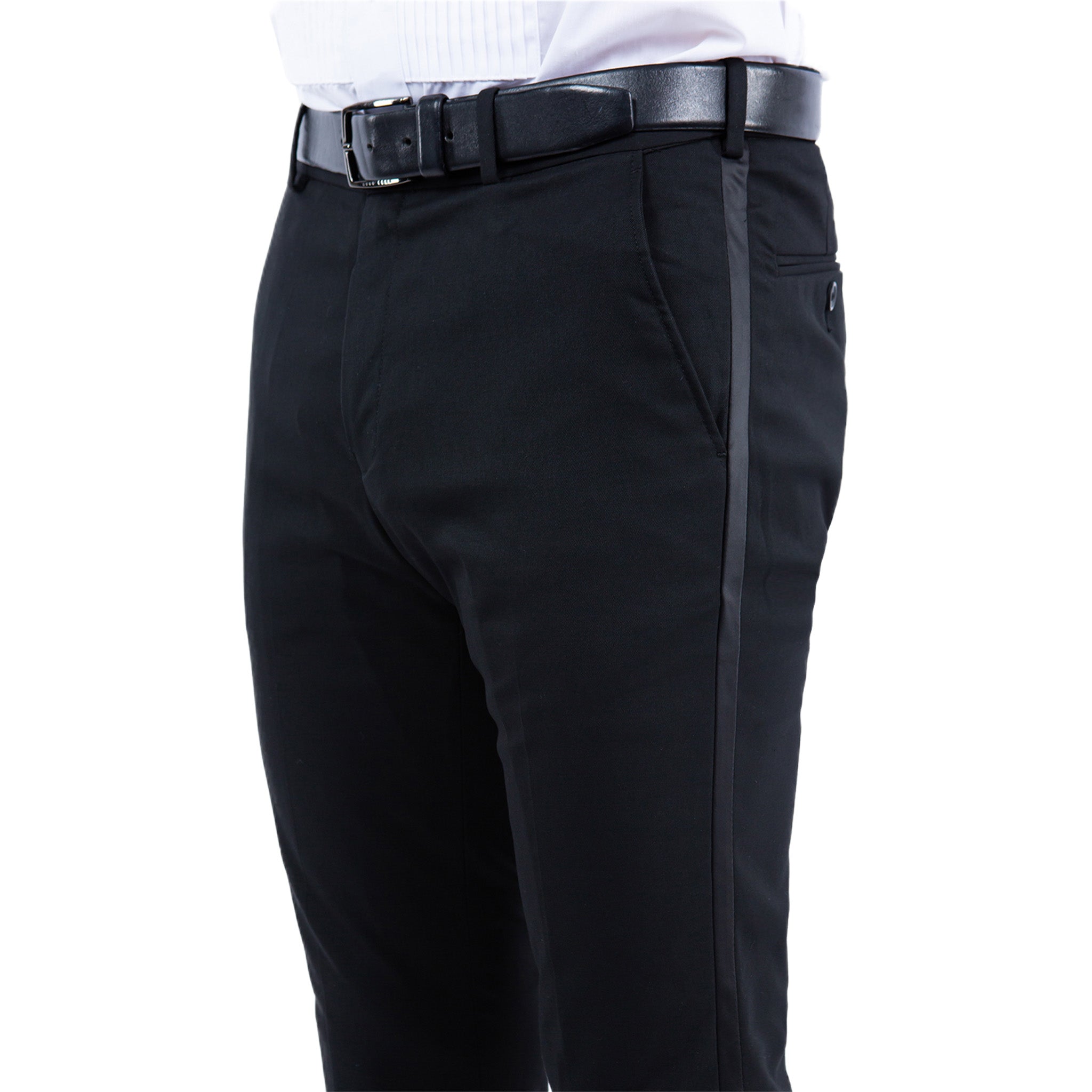 Athletic Fit Stretch Tuxedo Pants - Solid Black